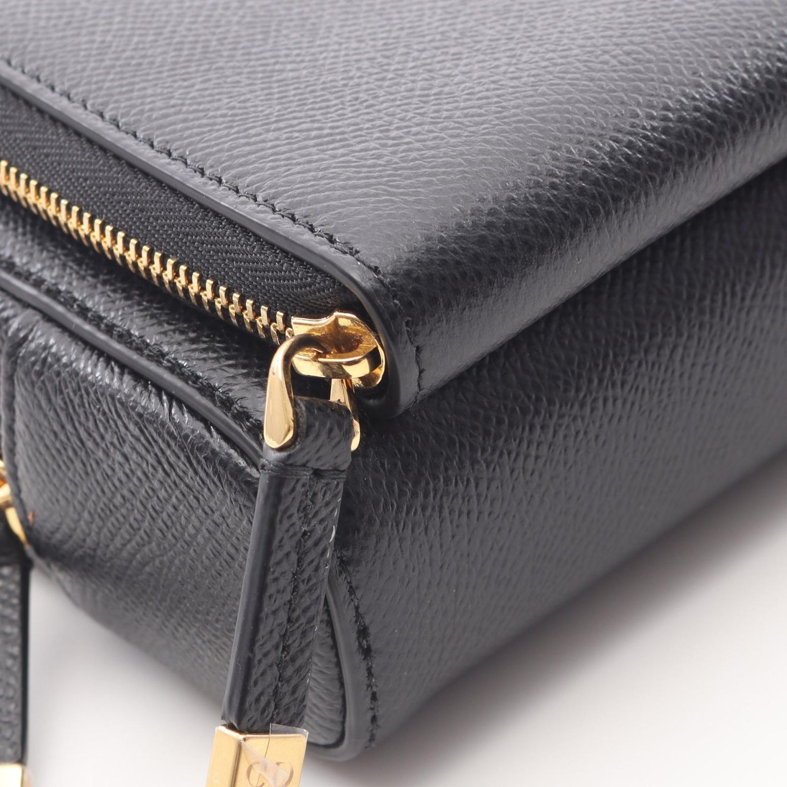 ディオール Dior ショルダーバッグ カロ ダブルポーチ ブラック レザー