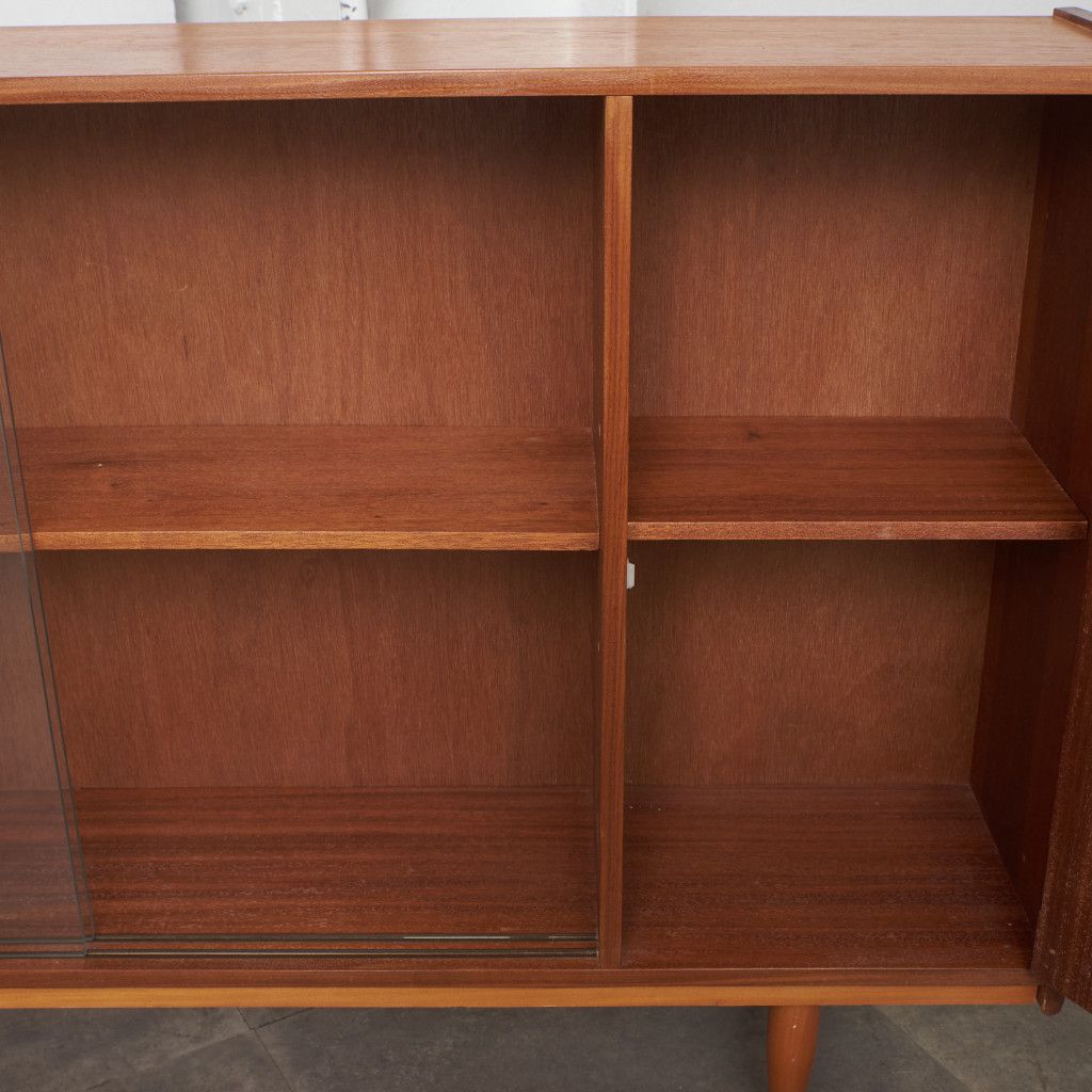 英国 ヴィンテージ チーク ナロー ブックケース キャビネット サイド