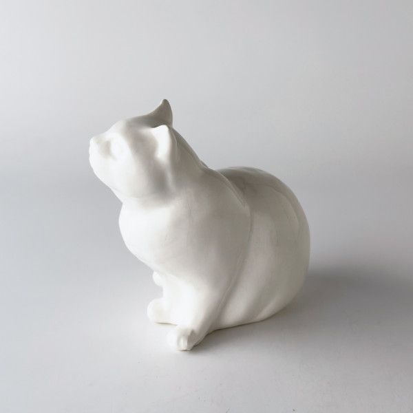 英国 ヴィンテージ 陶器 猫 オブジェ 白猫 キャット フィギュア 置物