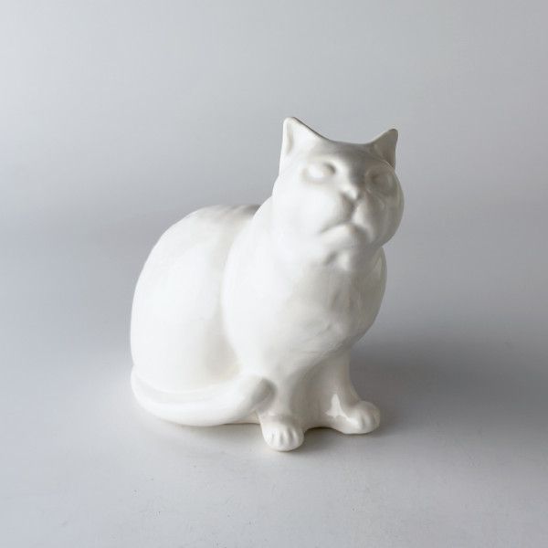 英国 ヴィンテージ 陶器 猫 オブジェ 白猫 キャット フィギュア 置物