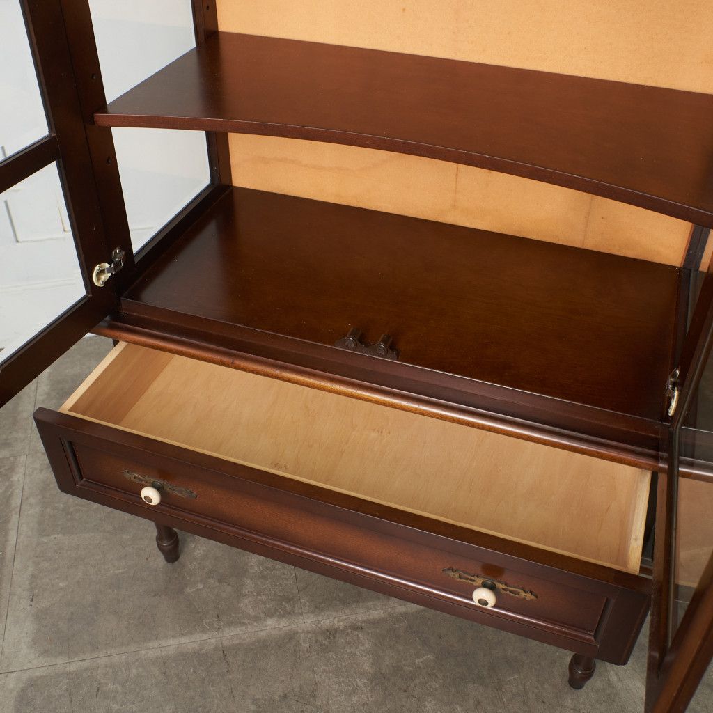 飛騨産業 キツツキ キュリオケース 3面ガラス 照明付き ビーチ 飾り棚