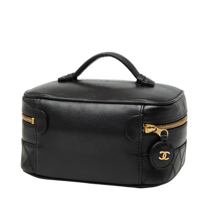 中古 シャネル ビコローレ バニティバッグ ハンドバッグ ブラック