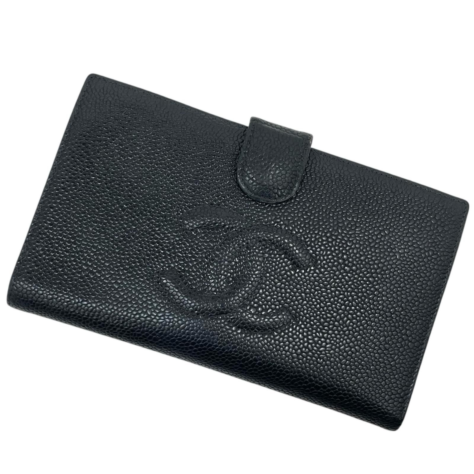 CHANEL | シャネル ココマーク キャビアスキン がま口 二つ折り長財布 
