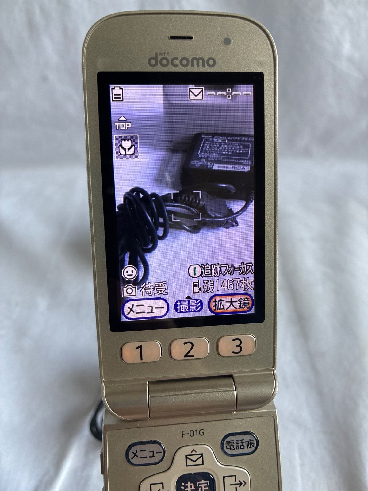 SIMなし】F-01G ガラケー らくらくフォン docomo 本体&充電器 ゴールド