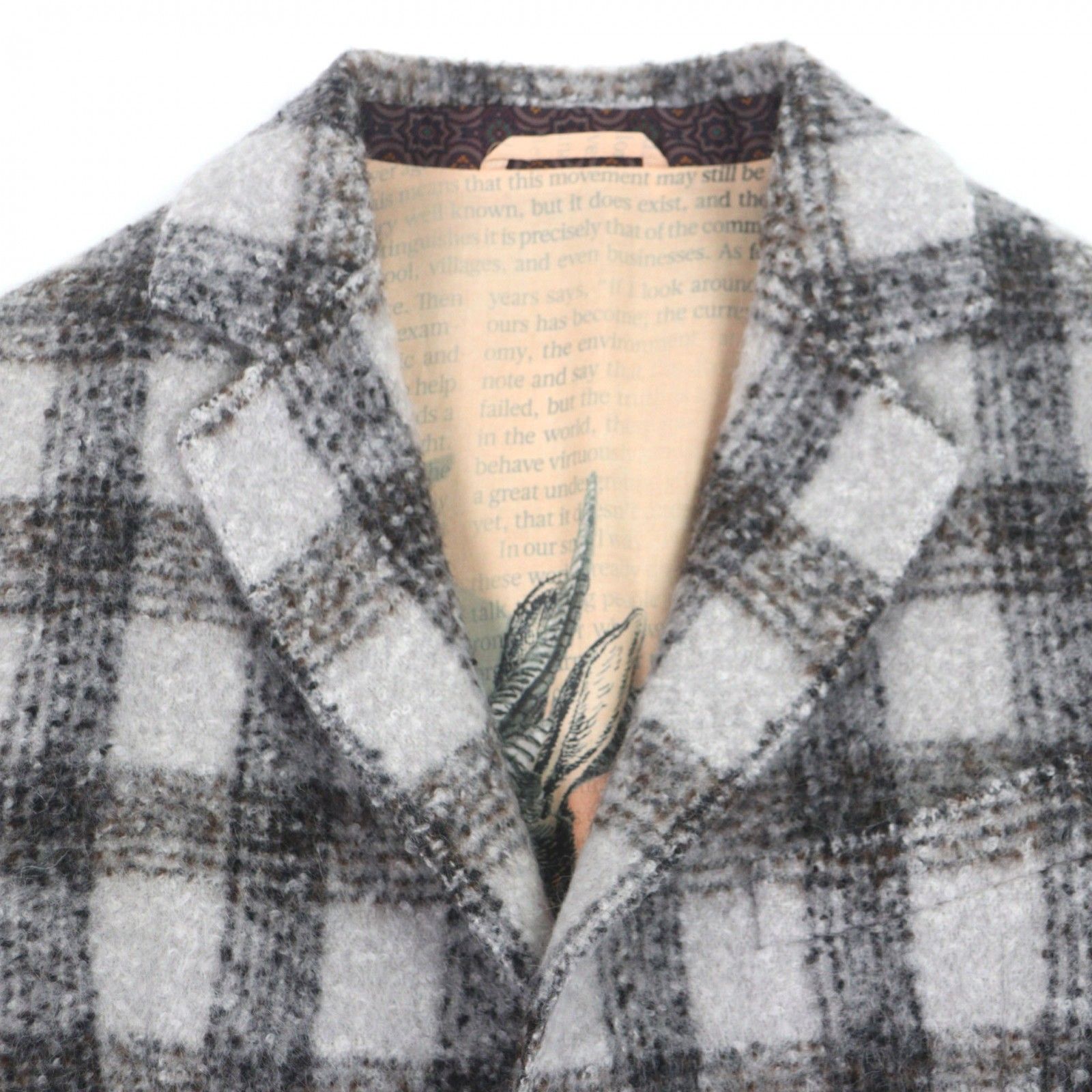 極美品▽ETRO エトロ アルパカ ウール チェック柄 ロゴ入りボタン