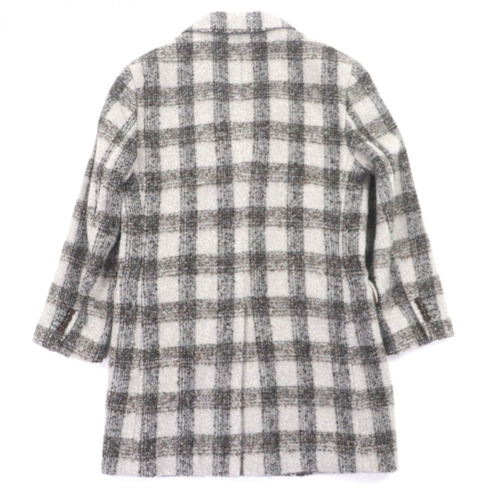 極美品▽ETRO エトロ アルパカ ウール チェック柄 ロゴ入りボタン