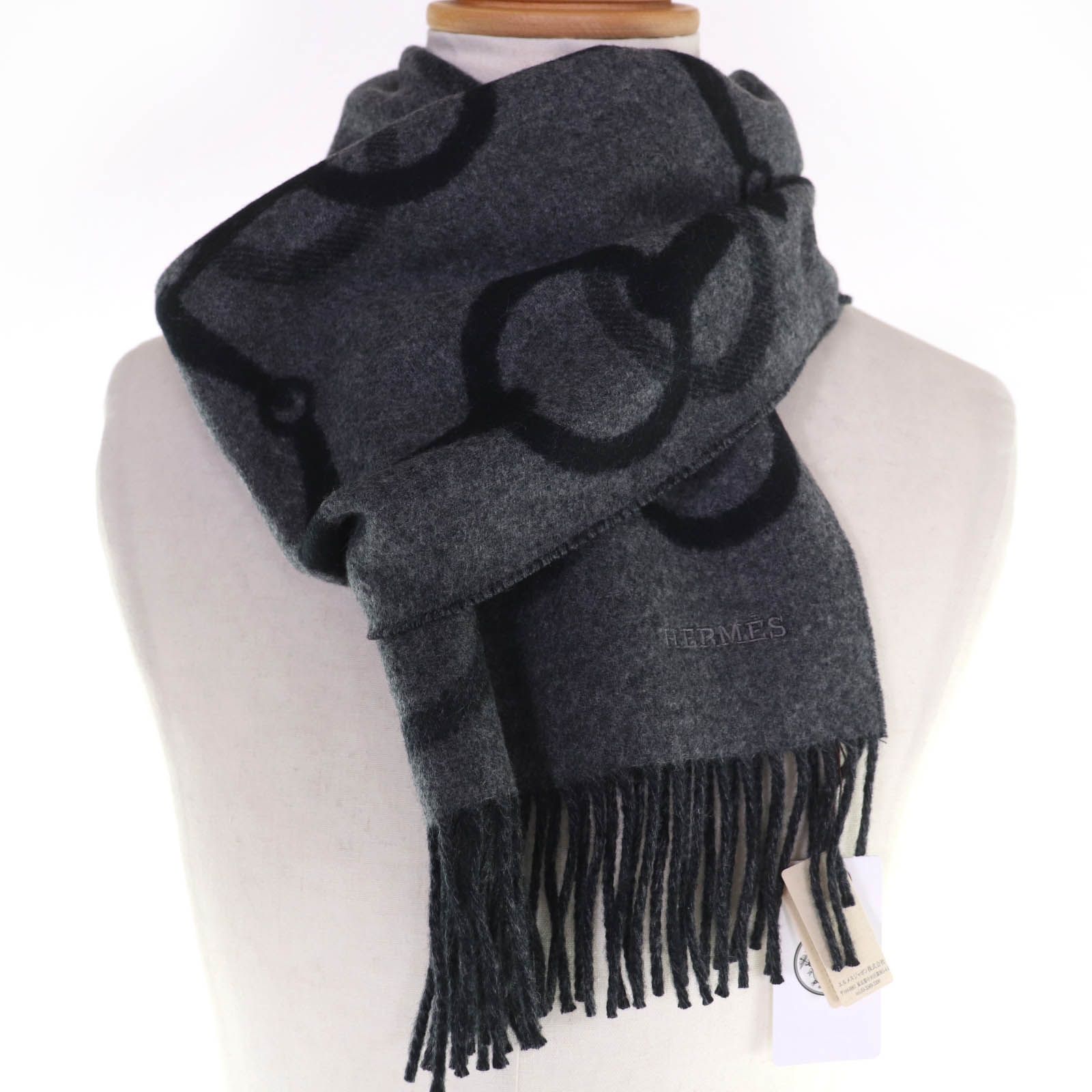 未使用品☆HERMES エルメス エニー・モール カシミヤ100％ ロゴ