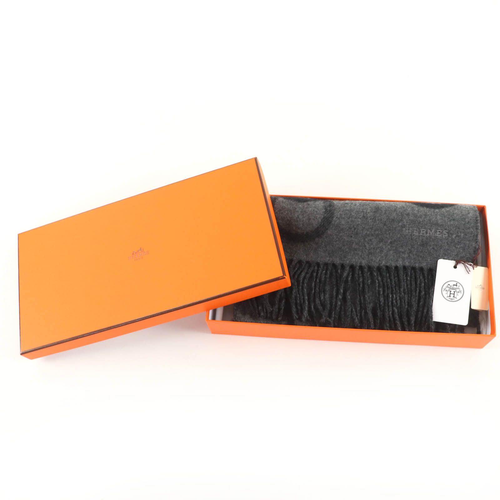 未使用品☆HERMES エルメス エニー・モール カシミヤ100％ ロゴ