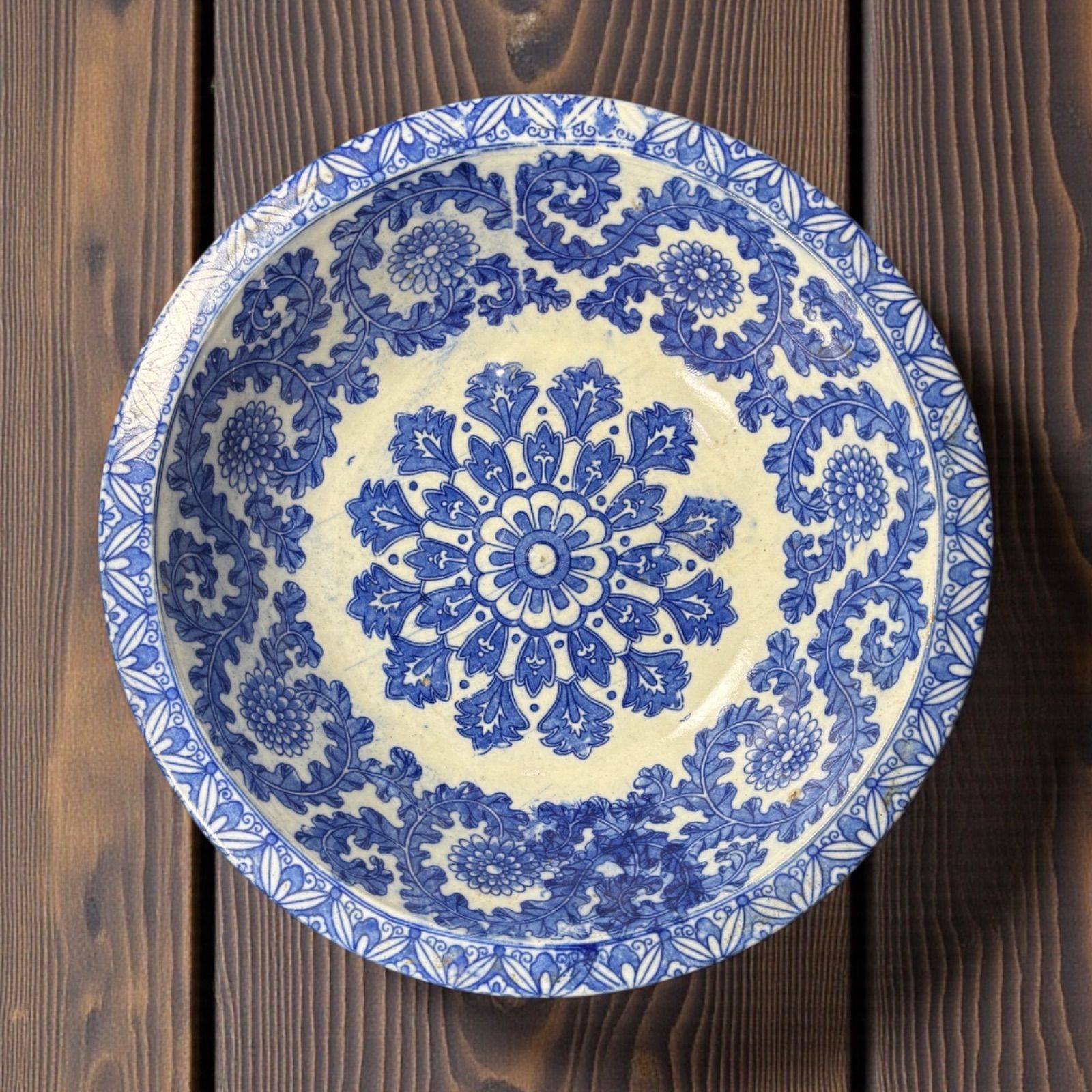 明治期 古伊万里 染付大鉢 菊文図 盛り鉢 鉢 取り皿 飾り皿 和食器