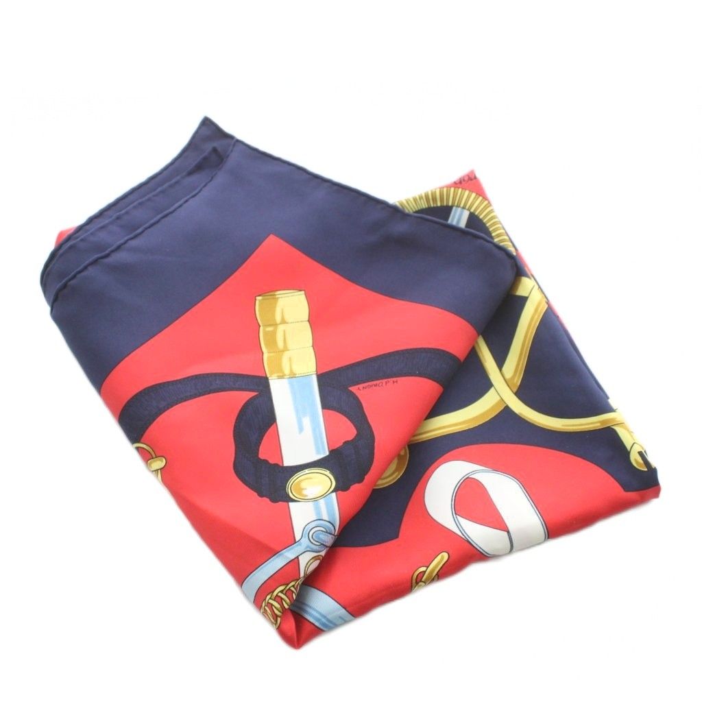 エルメス HERMES カレ90 Eperon d'or 黄金の拍車 スカーフ 赤 レッド