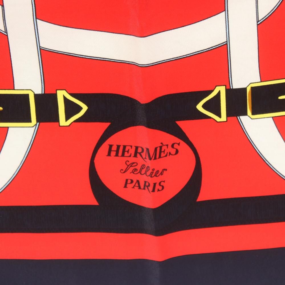 エルメス HERMES カレ90 Eperon d'or 黄金の拍車 スカーフ 赤 レッド