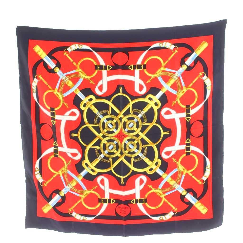 【早い者勝ち！】HERMES カレ90　黄金の拍車 エプロンドール レッド エルメス HERMES カレ90 Eperon d'or 黄金の拍車 スカーフ 赤 レッド