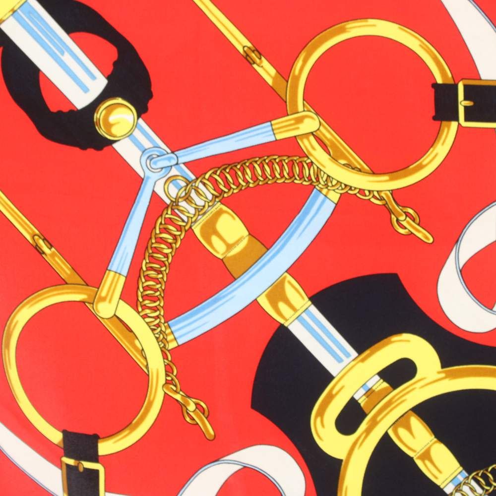 エルメス HERMES カレ90 Eperon d'or 黄金の拍車 スカーフ 赤 レッド