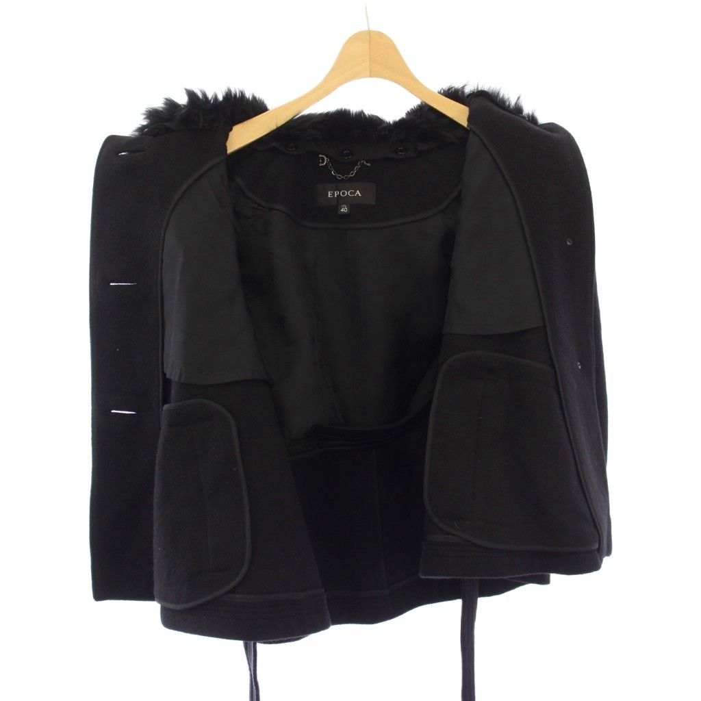 エポカ EPOCA ショートコート フォックスファー アンゴラ 40 黒 KN150