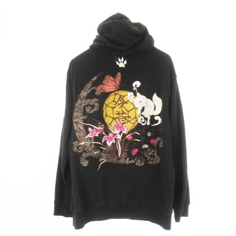 コンジャク 今昔 KON-JAKU スウェットパーカー ジップアップ 和柄刺繍