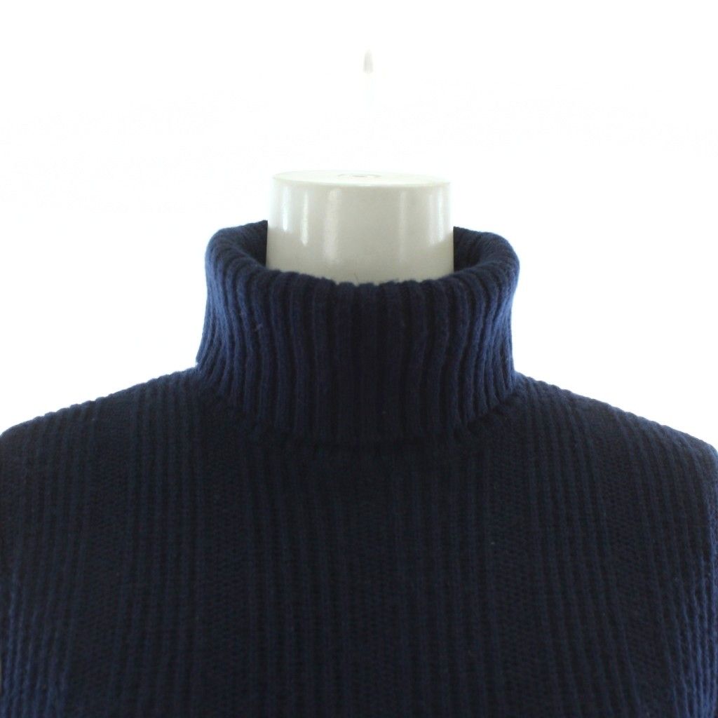 セリーヌ CELINE ニット セーター カシミヤ 五分袖 ハイネック S 紺