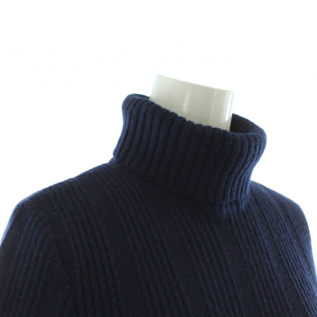 セリーヌ CELINE ニット セーター カシミヤ 五分袖 ハイネック S 紺