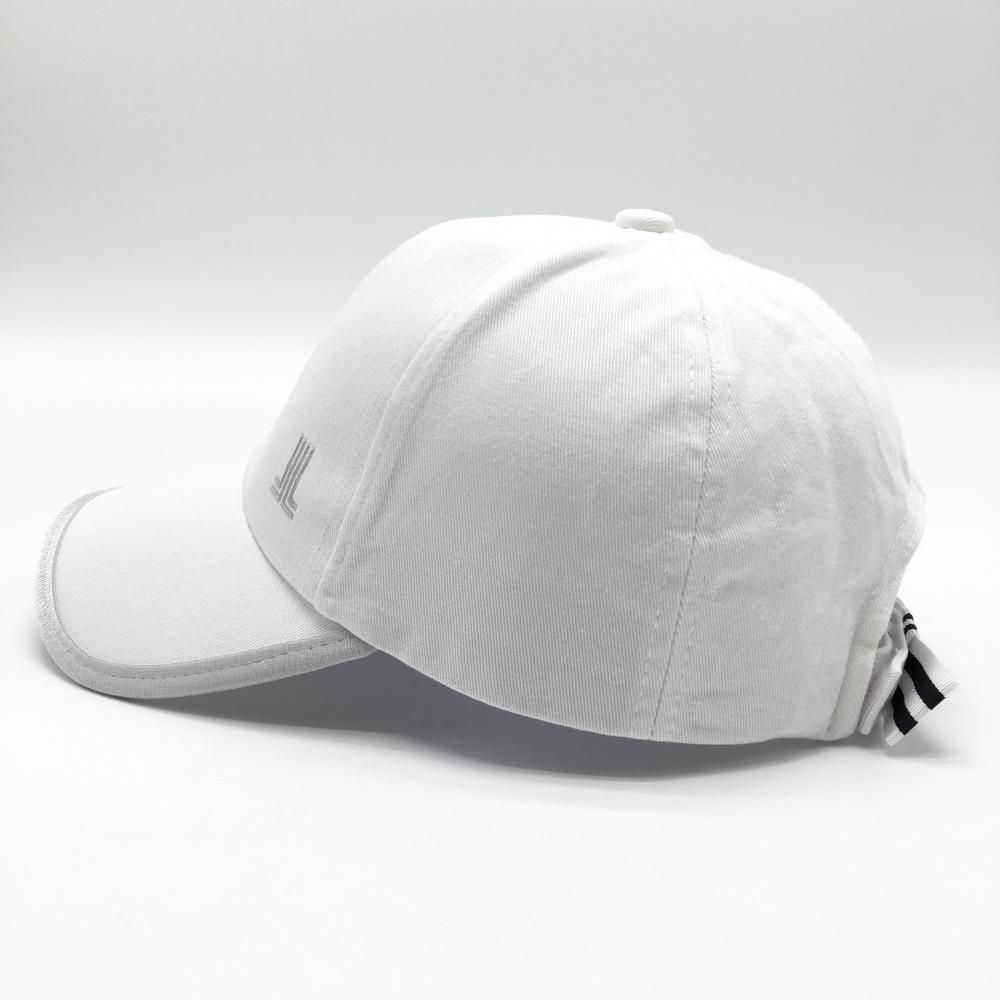 ランバンスポール キャップ 白 リボン ロゴシルバー レディース F(約55