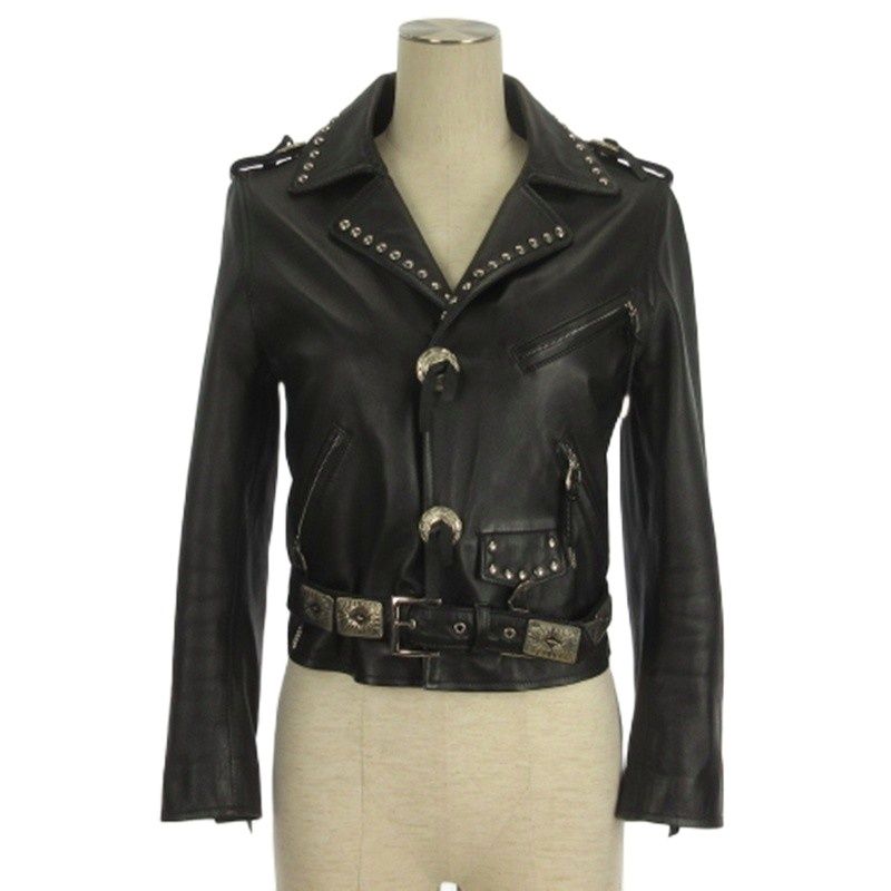 トーガ プルラ TOGA PULLA スタッズ ライダースジャケット ベルト装飾