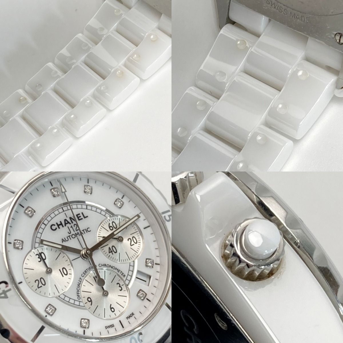 CHANEL シャネル J12 クロノグラフ 9Pダイヤ H2009 ホワイト