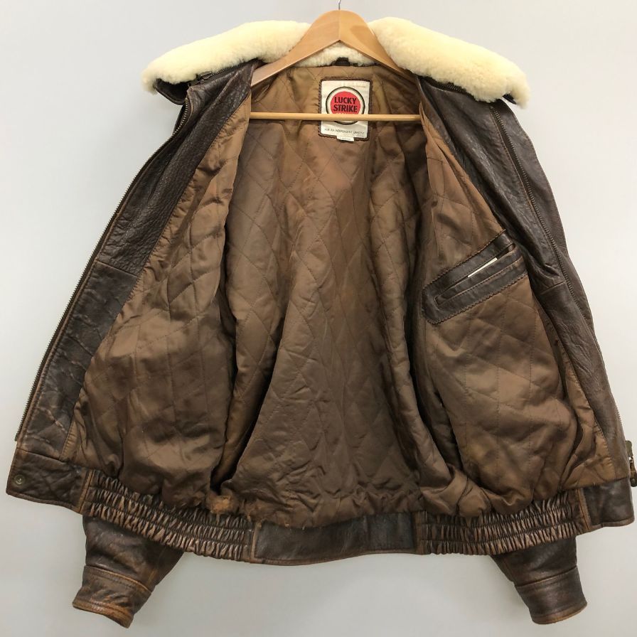 ラッキーストライク フライトジャケット シープスキン ボア襟付き