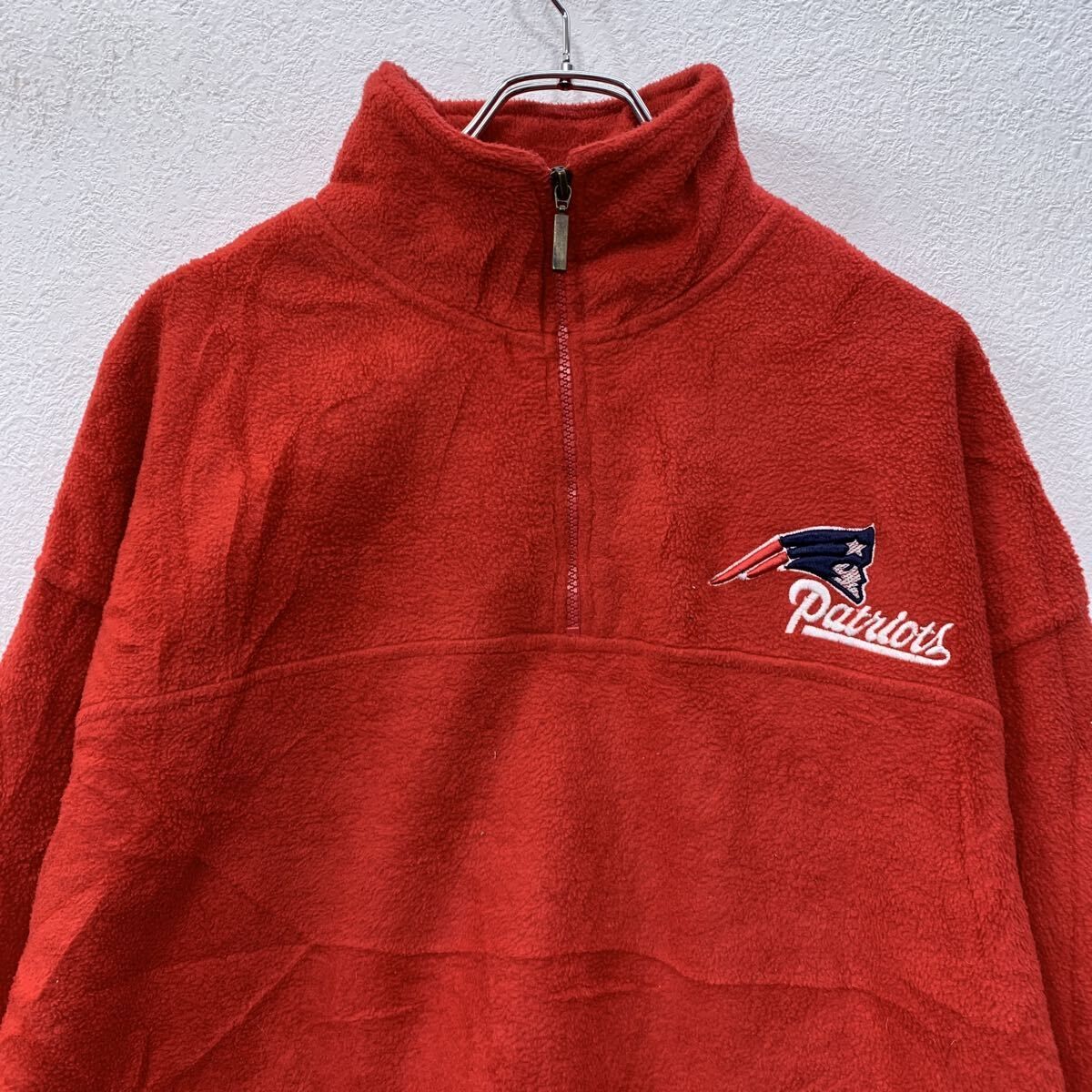 XNT フリースジャケット XL レッド ハーフジップ ワンポイント刺繍