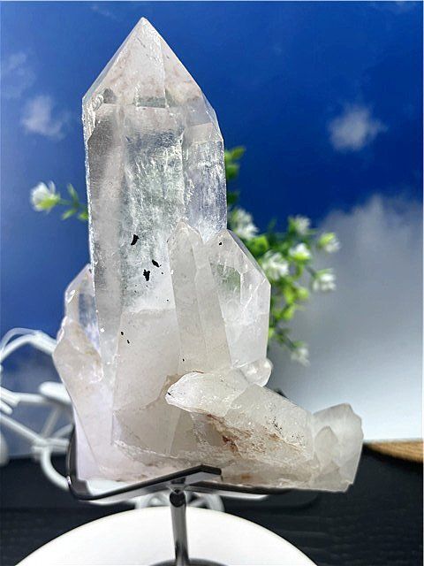  超強いパワー 藍針入り 天然水晶クラスターB88B6 253B26A 食卓小物 置物 インテリア小物