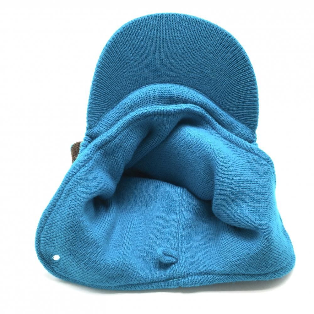 美品】パーリーゲイツ 3WAYつば付きニット帽 ブルー×ブラウン ボーダー