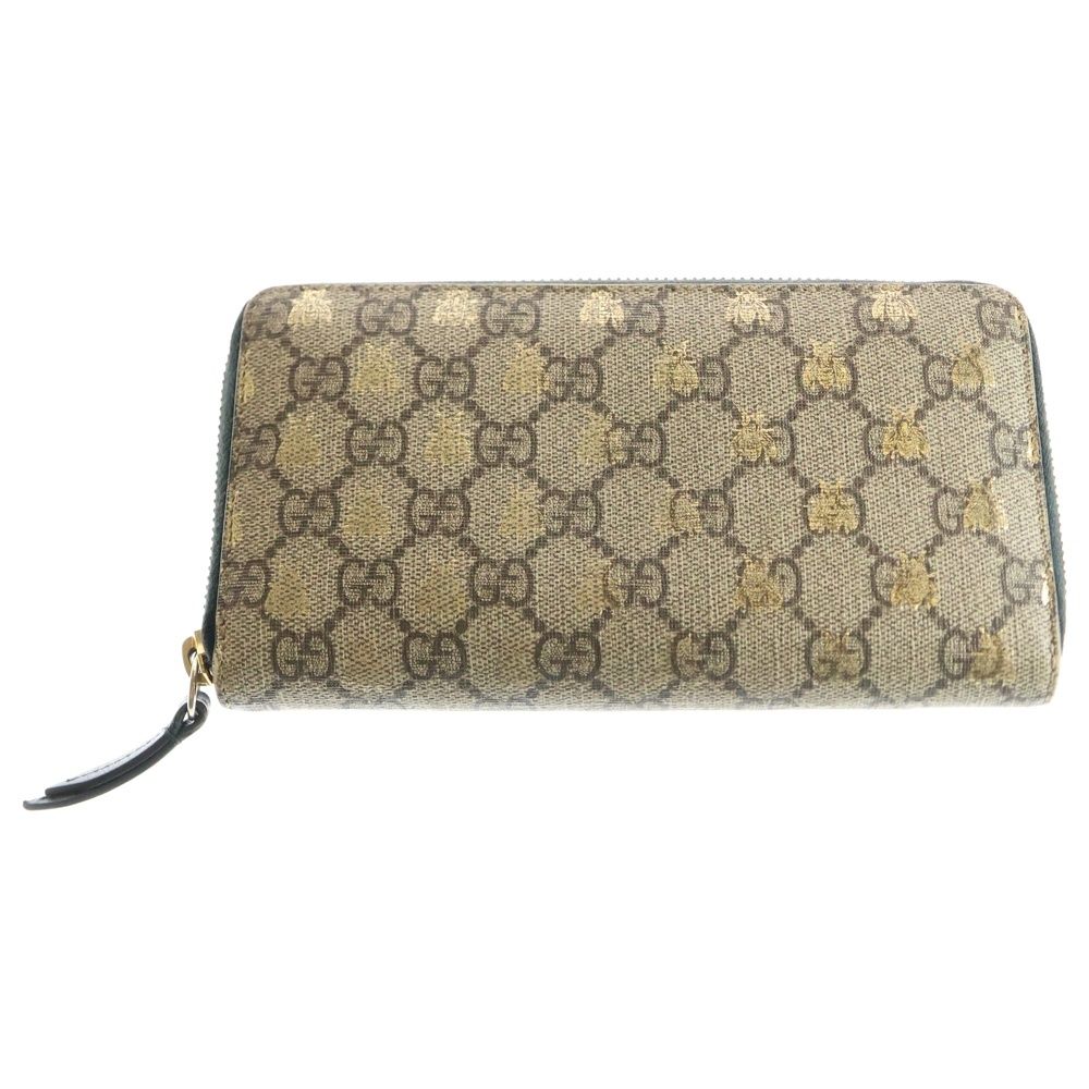 GUCCI (グッチ) GGスプリーム BEE 蜂 ラウンドファスナー長財布 ロング 