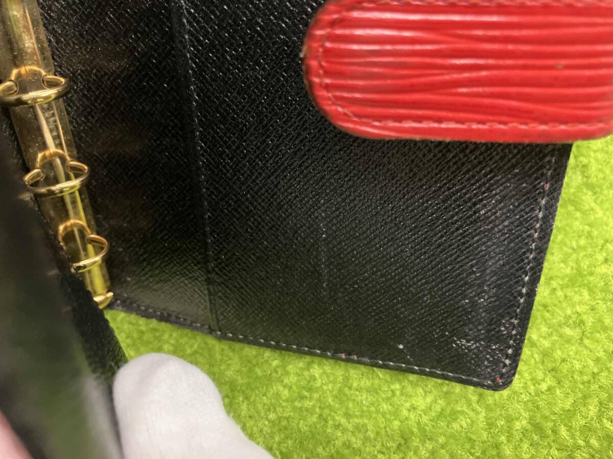  LOUIS VUITTON ルイ ヴィトン エピ アジェンダPM 手帳カバー レッド系×ブラック 6穴 文房具 事務用品 システム手帳 手帳カバー 手帳 日記 家計簿