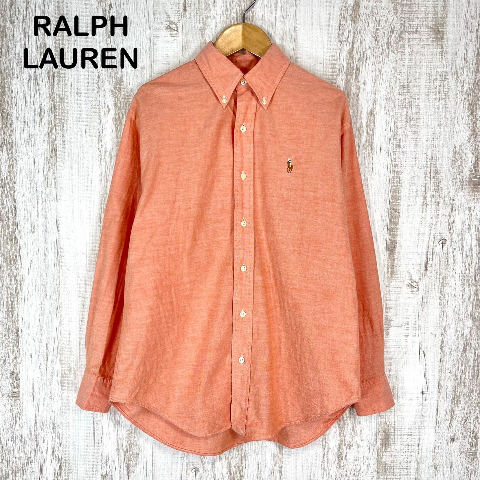 ほぼ新品♫ラルフローレン　長袖ボタンダウンシャツ　カラーポニー　オレンジ　現行 RALPH LAUREN ラルフローレン カラーポニー ロゴ刺繍 BD ボタンダウン