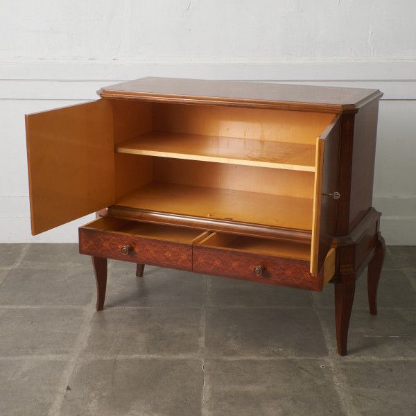 西欧 クラシック キャビネット 木象嵌 マホガニー 木製 サイドボード