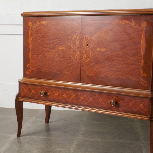 西欧 クラシック キャビネット 木象嵌 マホガニー 木製 サイドボード