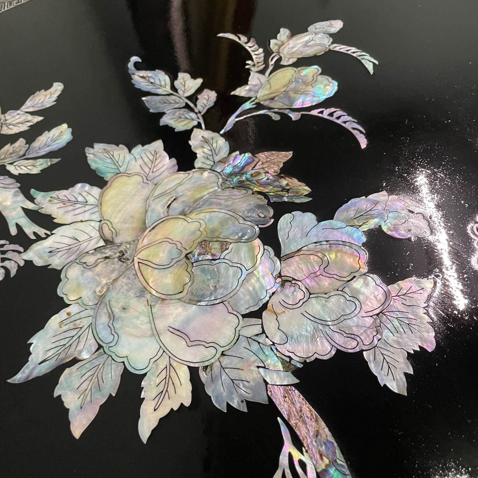 ♭ 螺鈿細工 座卓 鳥文様 夜光貝 伝統工芸 ローテーブル - メルカリ