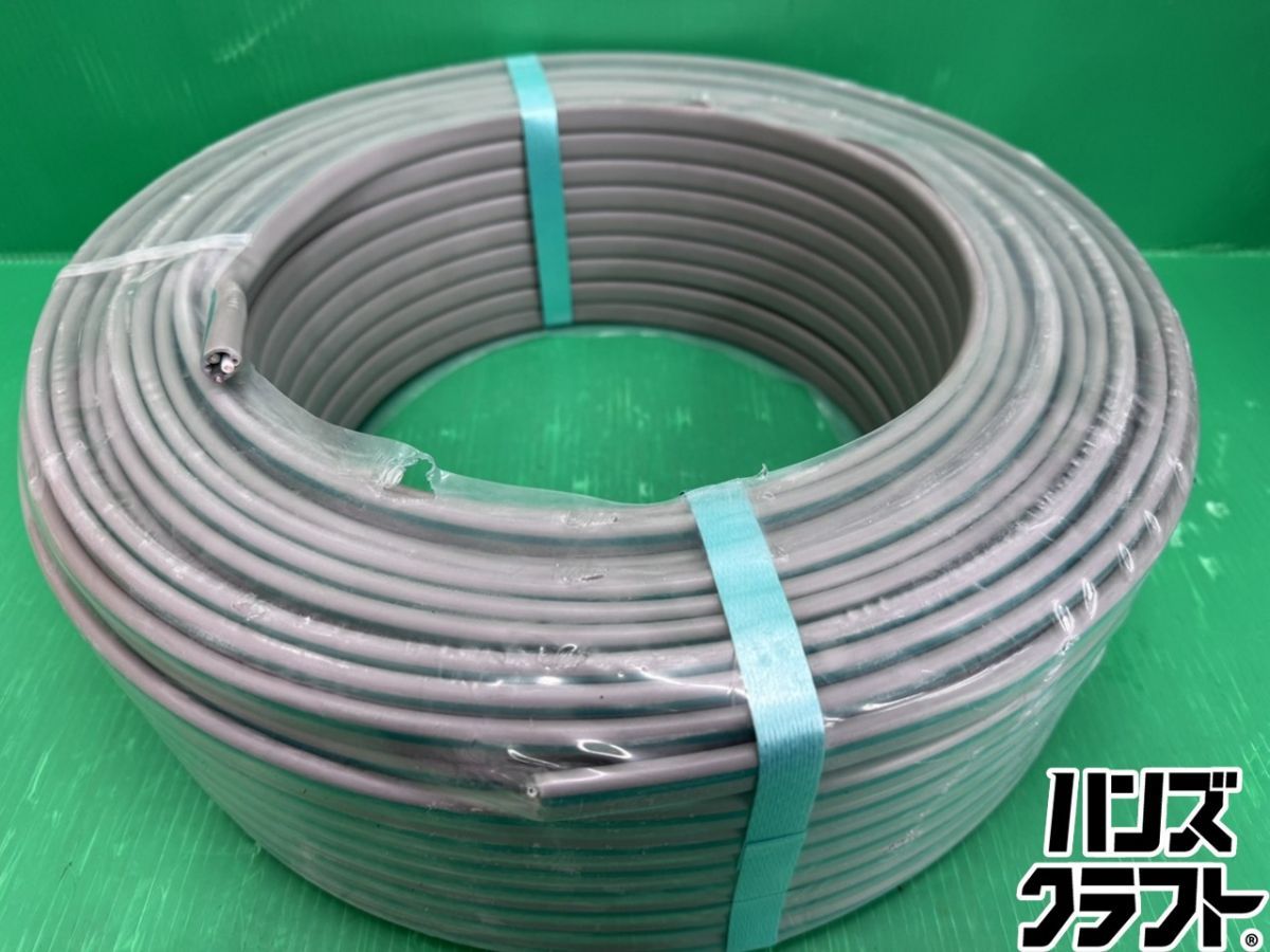 ☆未使用 弥栄電線 VVF 3×2.0【黒白緑】100m 2026年製造 鉛フリー 電材