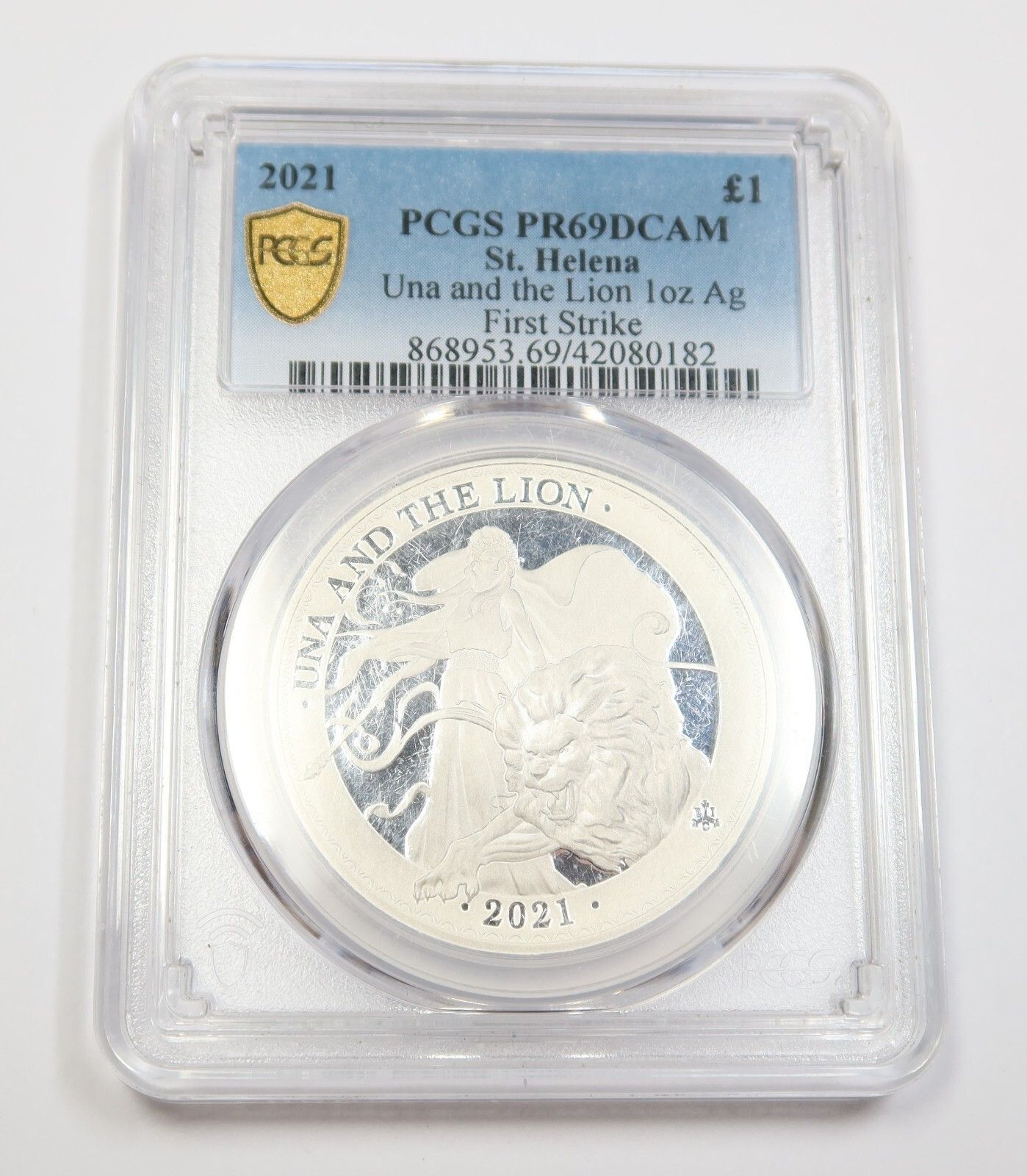 2021 PCGS PR69 DCAM | セントヘレナ - 1オンス ウナ・ザ・ライオン 1
