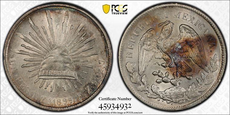 1899 Zs FZ PCGS AU58 | メキシコ - 銀貨 1ペソ - メルカリ