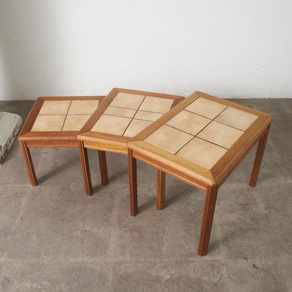 G-PLAN ヴィンテージ タイルトップ ネストテーブル チーク サイドテーブル デンマーク ヴィンテージ タイルトップ ネストテーブル チーク 木製 3