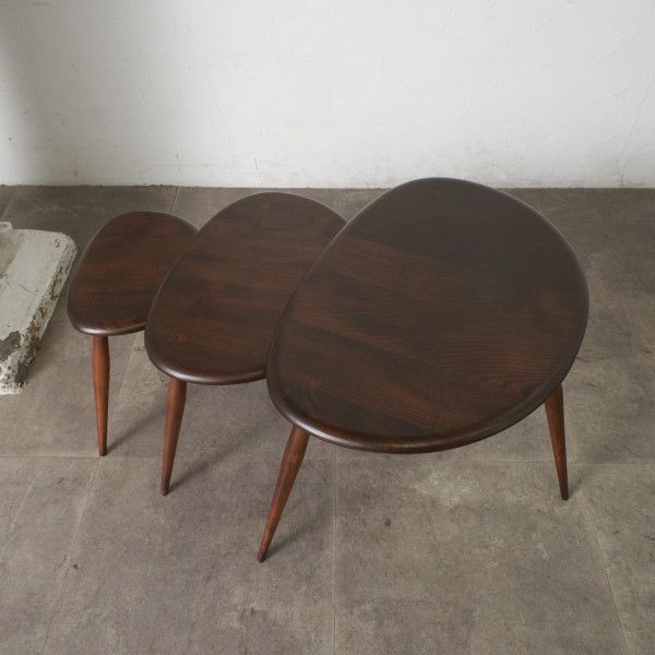 ercol ヴィンテージ ネストテーブル 英国 アーコール 木製 エルム ブナ