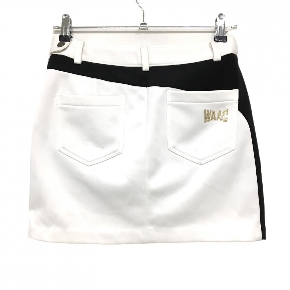 ワック スカート 白×黒 バイカラー 裏微起毛 韓国モデル 内側インナー