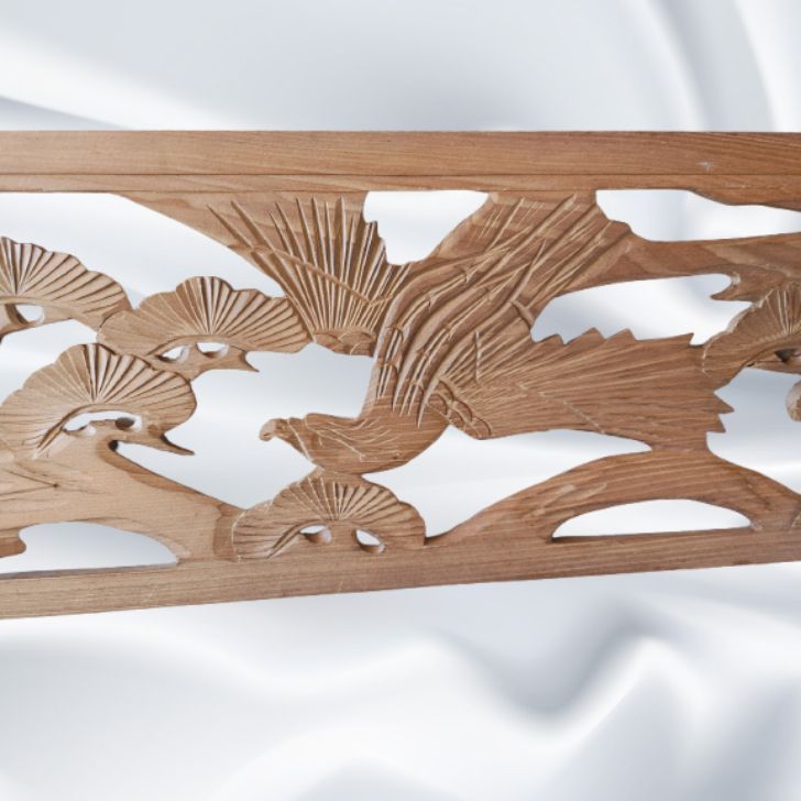 訳ありシミありB級品】薄型彫刻欄間 アンティーク建具 2枚 セット