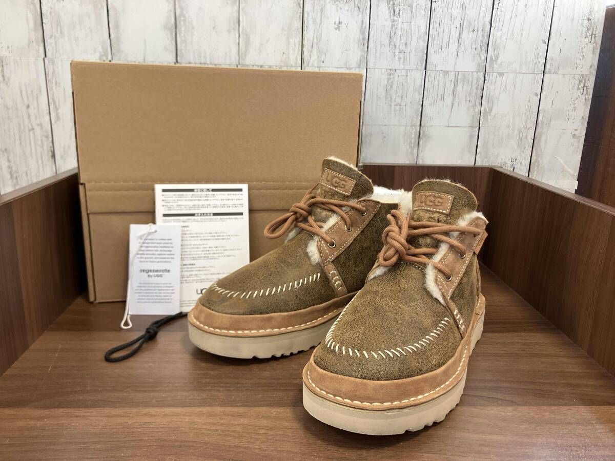 ブラウン（茶色）系 UGG アグ ショートブーツ ブラウン ニューメル クラフテッド リジェネレート 1144016 ムートンブーツ レザー スエード ボア 27cm UGG NEUMEL(アグ ニューメル) ブーツ(メンズ