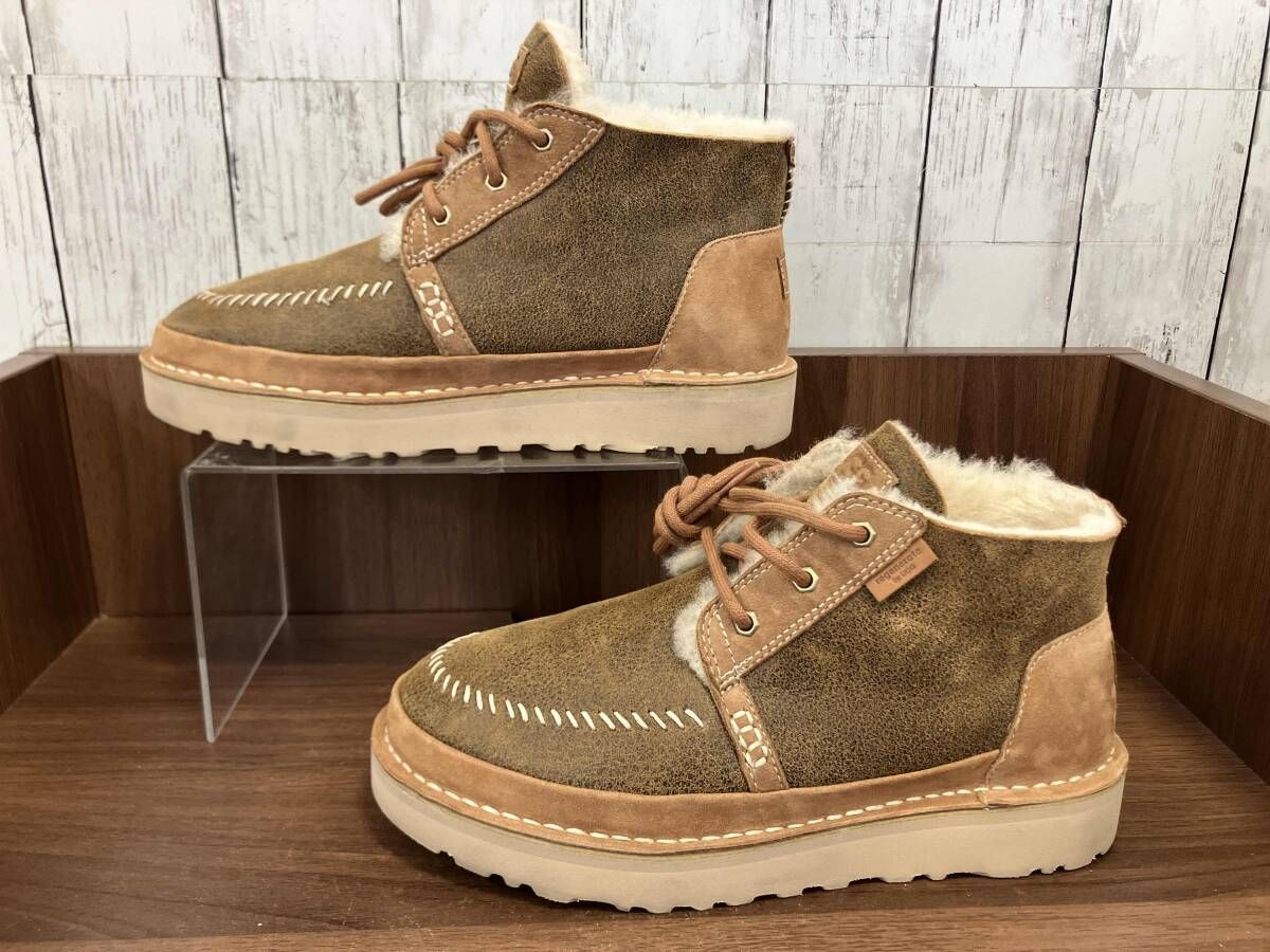 ブラウン（茶色）系 UGG アグ ショートブーツ ブラウン ニューメル クラフテッド リジェネレート 1144016 ムートンブーツ レザー スエード ボア 27cm UGG NEUMEL(アグ ニューメル) ブーツ(メンズ