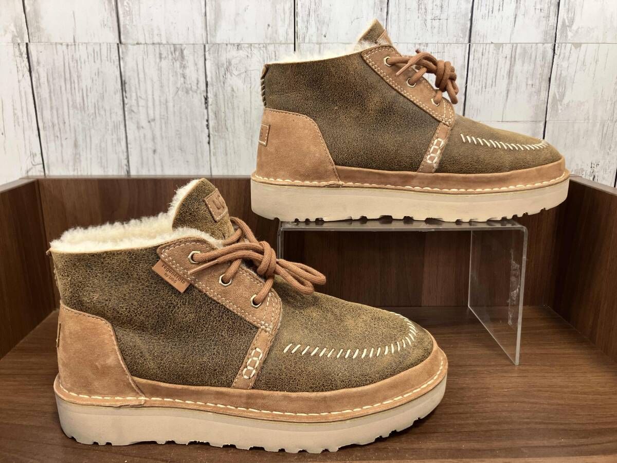 ブラウン（茶色）系 UGG アグ ショートブーツ ブラウン ニューメル クラフテッド リジェネレート 1144016 ムートンブーツ レザー スエード ボア 27cm UGG NEUMEL(アグ ニューメル) ブーツ(メンズ