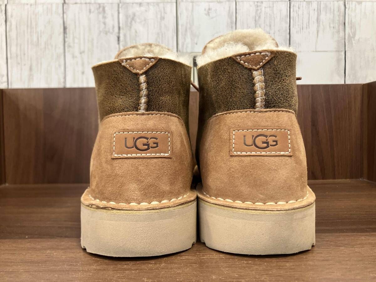 ブラウン（茶色）系 UGG アグ ショートブーツ ブラウン ニューメル クラフテッド リジェネレート 1144016 ムートンブーツ レザー スエード ボア 27cm UGG NEUMEL(アグ ニューメル) ブーツ(メンズ