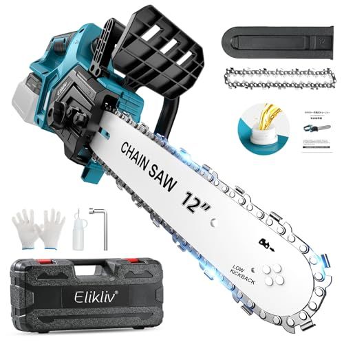 迅速に発送 2025新型 Elikliv 12インチ 電動チェーンソー 充電式 切断径 350 mm ブラシレスモーター 自動給油 ツールレス チェーン調節 残量表示 ガーデニング 家庭用 木工切断 大工道具 園芸設備 伐採 薪作り 1 6 bdda 76 b