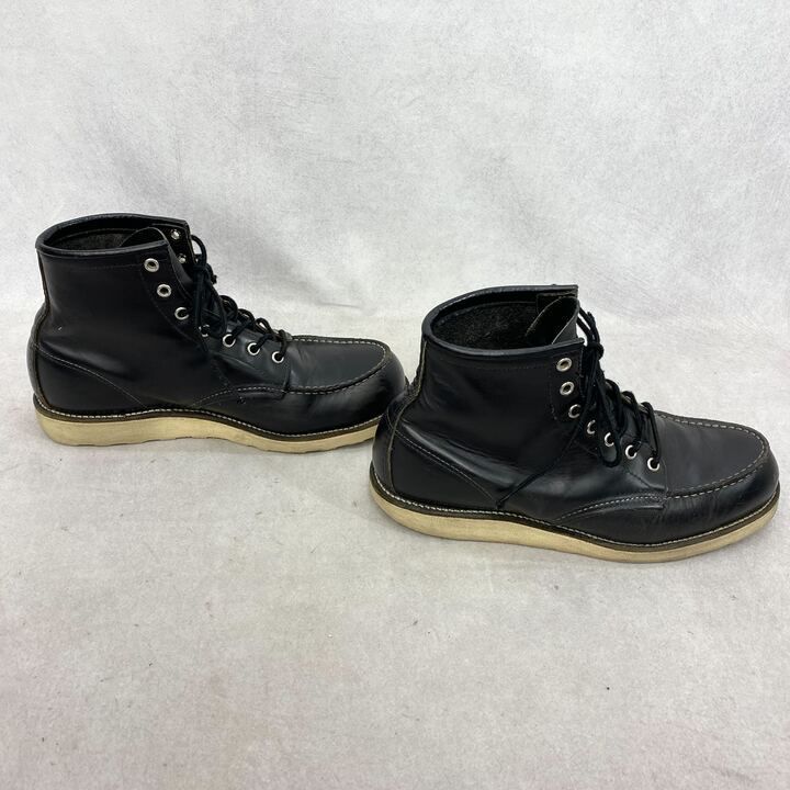 RED WING ブラックワークブーツ 9.5 D RED WING ワーク ブーツ 8130 シューズ 9.5 ブラック 約27.5cm 刺繍 羽