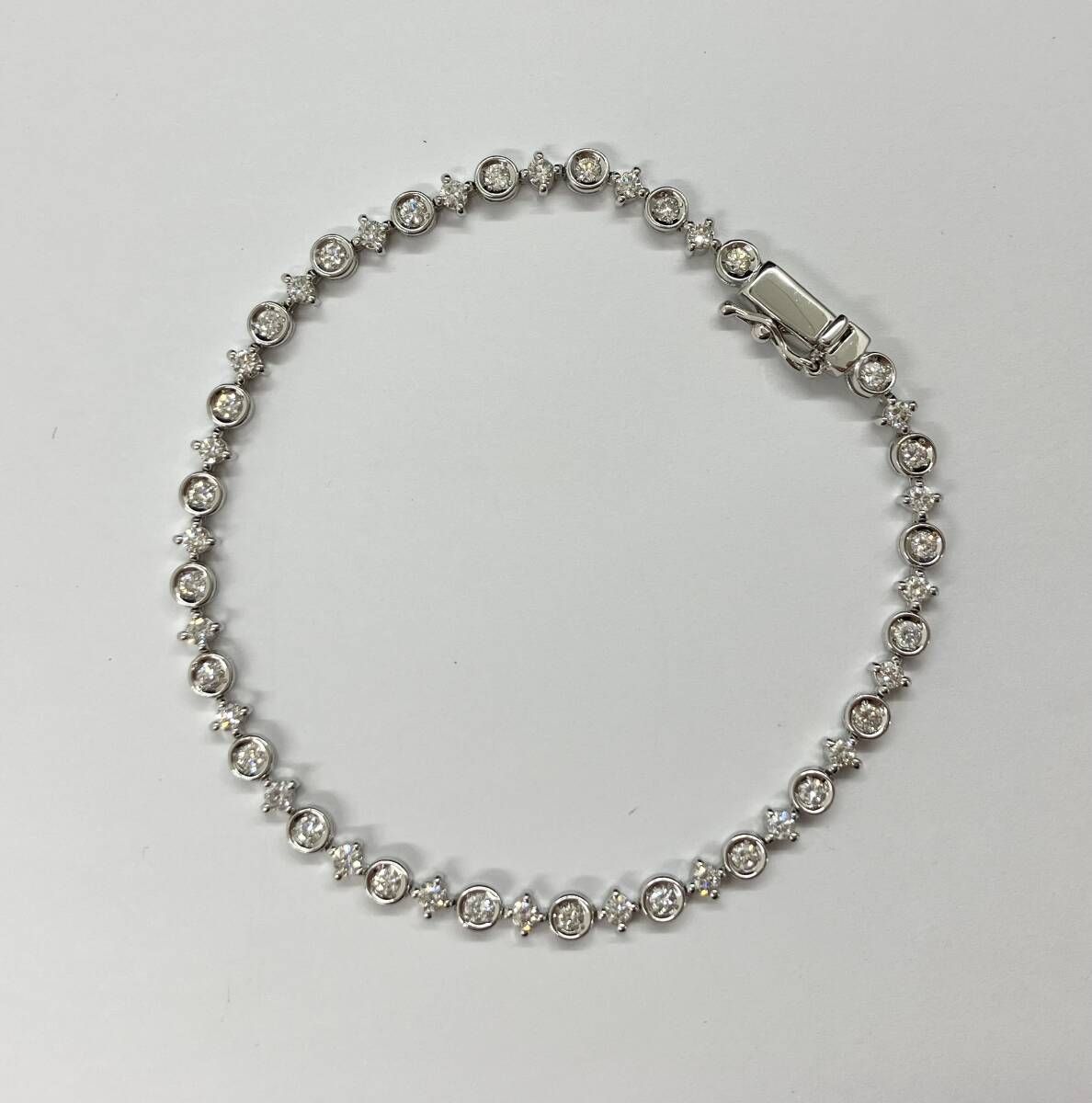 鑑別書付き】K18WG ダイヤ1. 5ct 18㎝ 8.1g 18金ホワイトゴールド