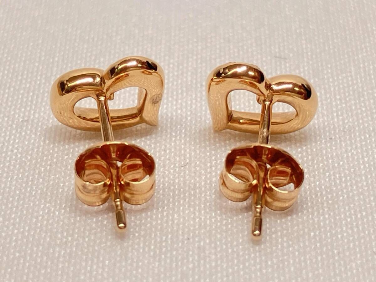 4°C(ヨンドシー) K18PG ハートモチーフ ダイヤ付き ピアス - メルカリ