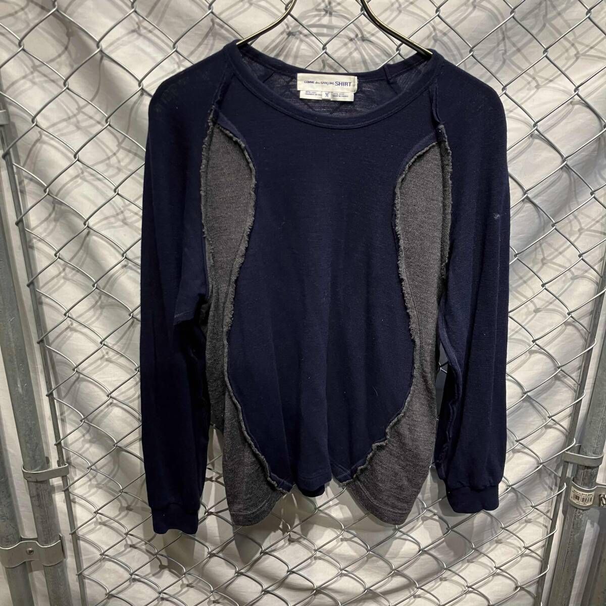 COMME des GARCONS SHIRT W12167 切替ニットシャツ ネイビー サイズ:M 